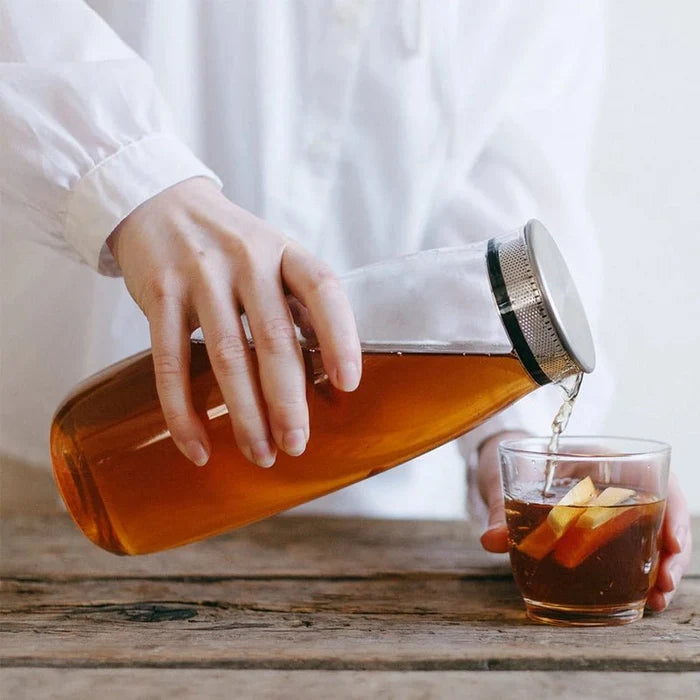 Unitea Cold Brew Glass Carafe with Lid & Strainer - 1.1L