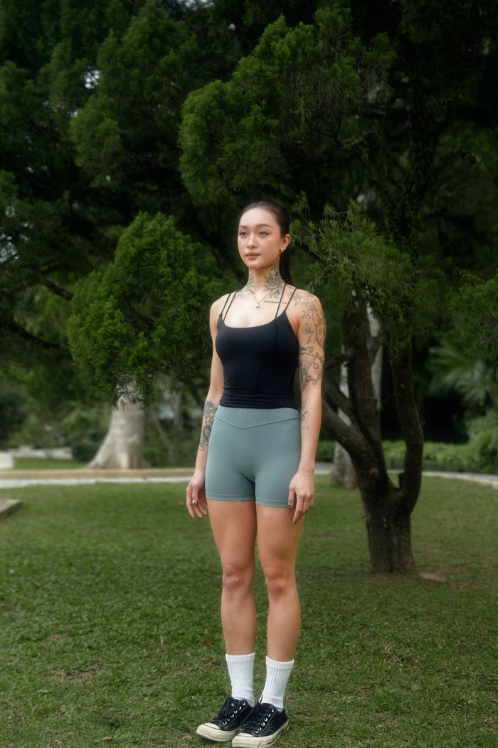 V-cut Short Tights | Dark Cyan