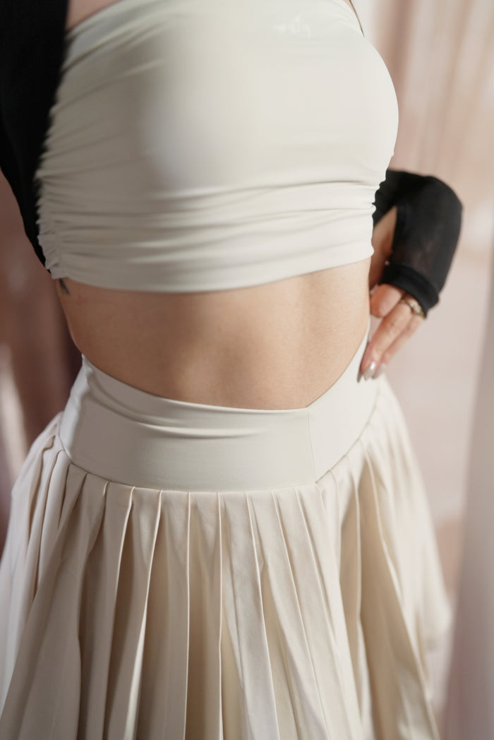 V-cut Tennis Skirt | Beige