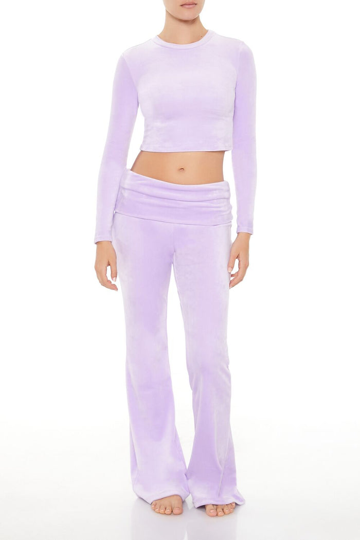 Velour Long-Sleeve Crop Top