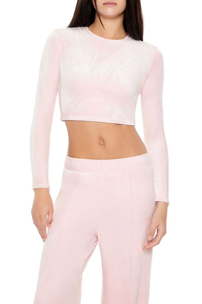 Velour Long-Sleeve Crop Top