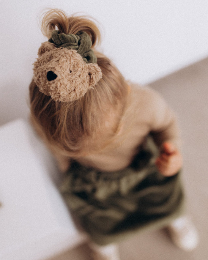 Velour Scrunchie with Teddy - Organic Cotton Hair Accessory - Wooly Organics