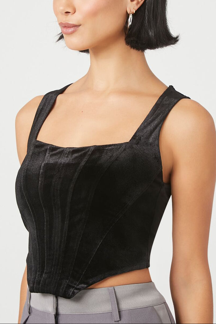 Velvet Bustier Cropped Tank Top