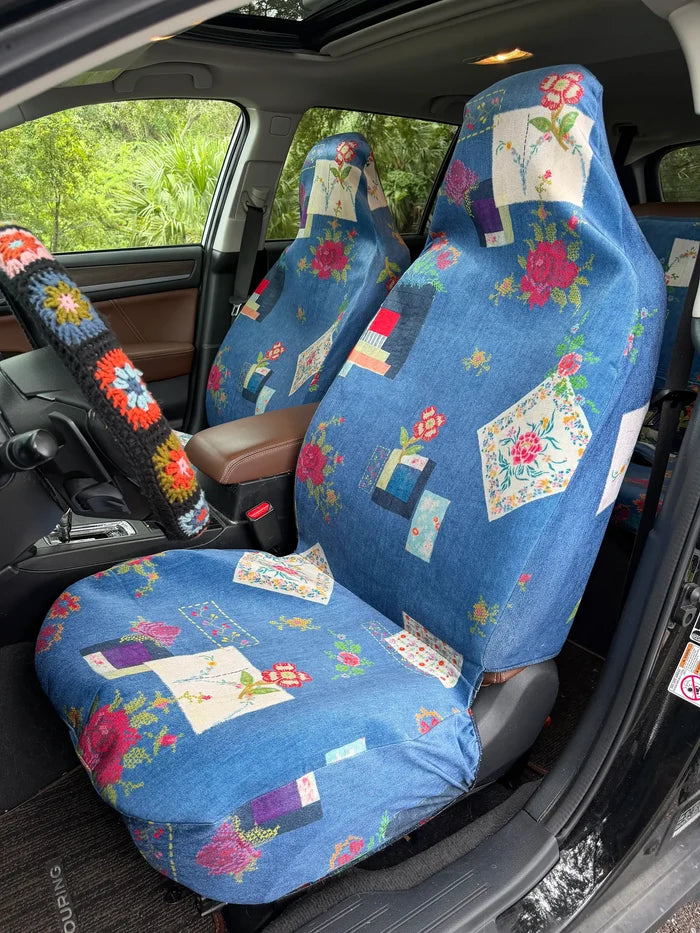 Velvet Front Car Seat Cover, Set of 2 - Western Craft-view 1