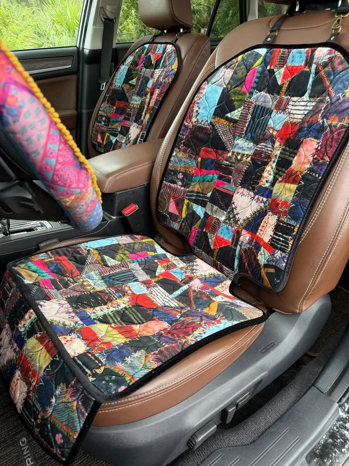 Velvet Car Seat Protector -  Artisan Stitches Multi-view 1