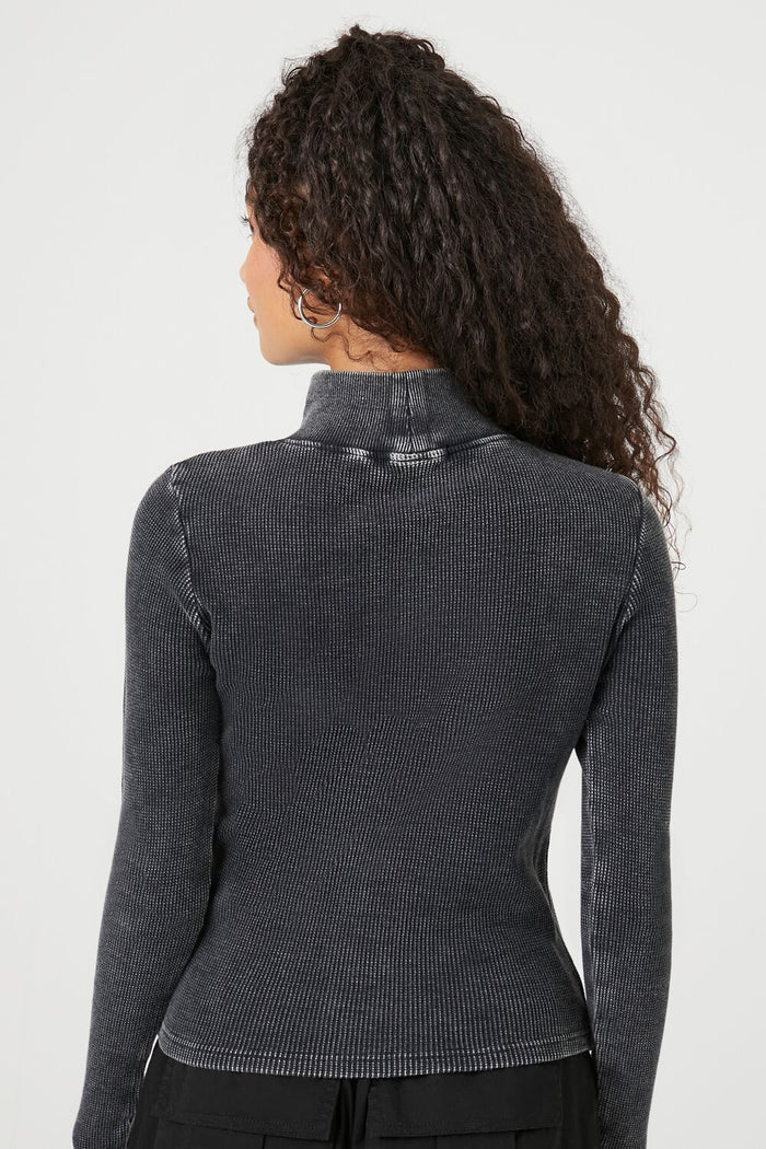 Waffle Knit Turtleneck Top