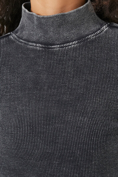 Waffle Knit Turtleneck Top