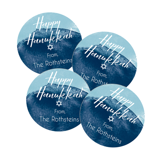 Watercolor Hanukkah Gift Labels