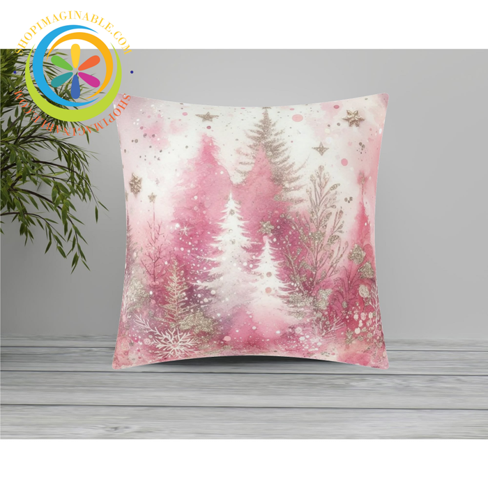 Winter Wonderland Pink Pillow Cover