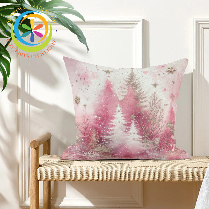 Winter Wonderland Pink Pillow Cover
