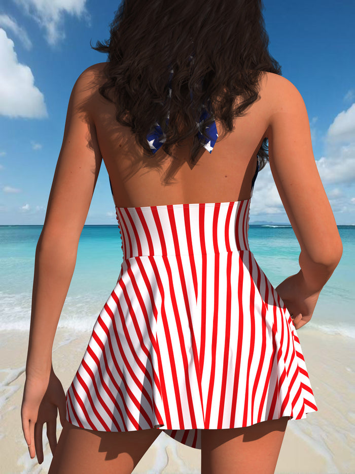 Women Tummy Control One Piece Swimsuit V Neck Twist Front Cross Back Bathing Suit for Large Bust