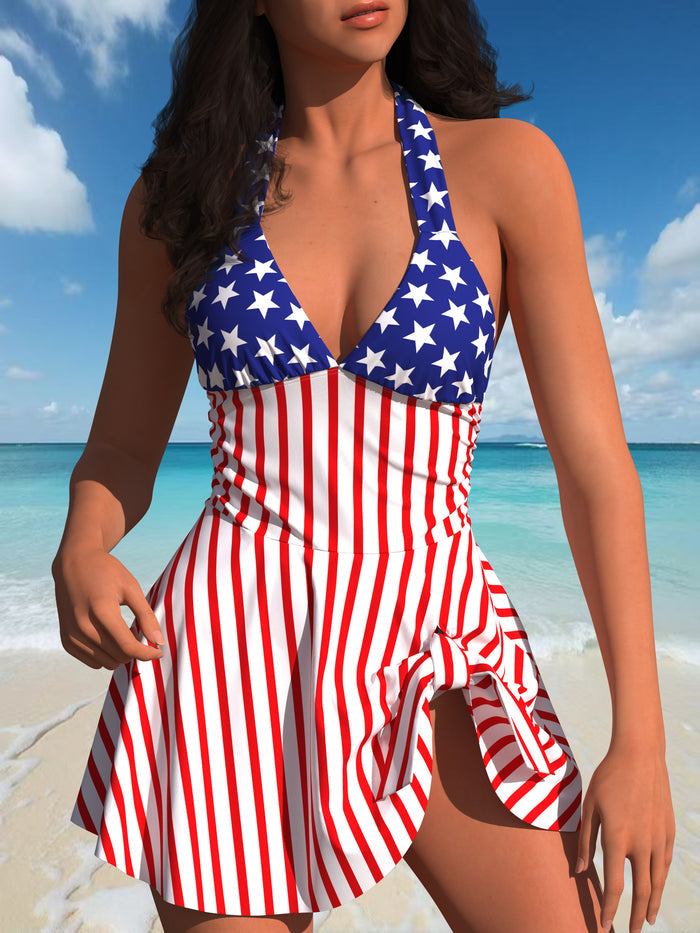 Women Tummy Control One Piece Swimsuit V Neck Twist Front Cross Back Bathing Suit for Large Bust