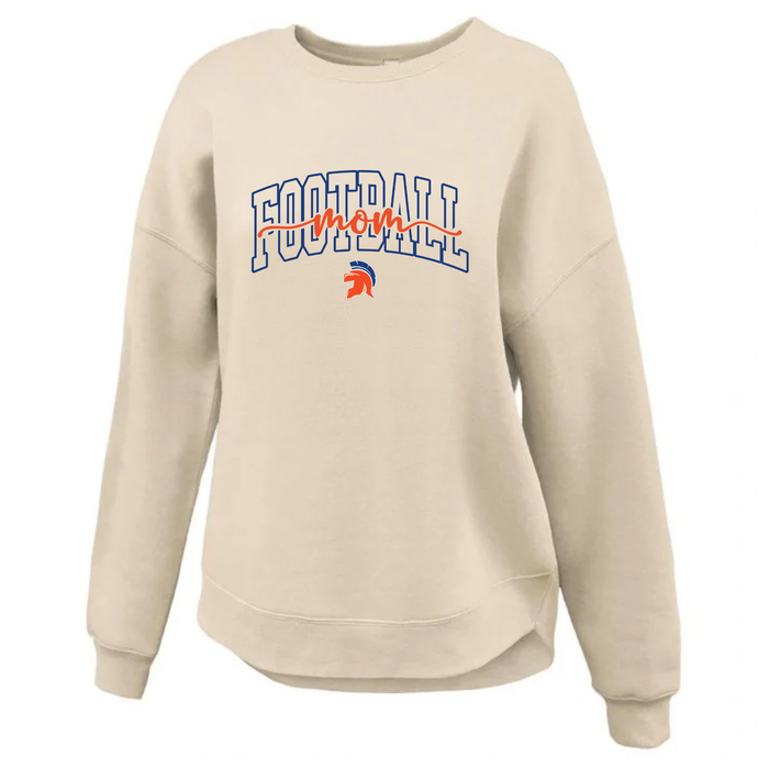 WOMEN'S CREAM CURVE BOTTOM CREW FB MOM SCRIPT SWEATSHIRT PENNANT 5463