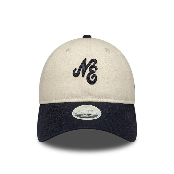 Pictured is this Womens New Era Linen 9TWENTY cap in Navy. 2