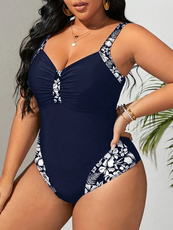 Women's One Piece Swimsuit Tummy Control Slimming Bathing Suit Color Block 1 Piece Swim Suit Swimwear