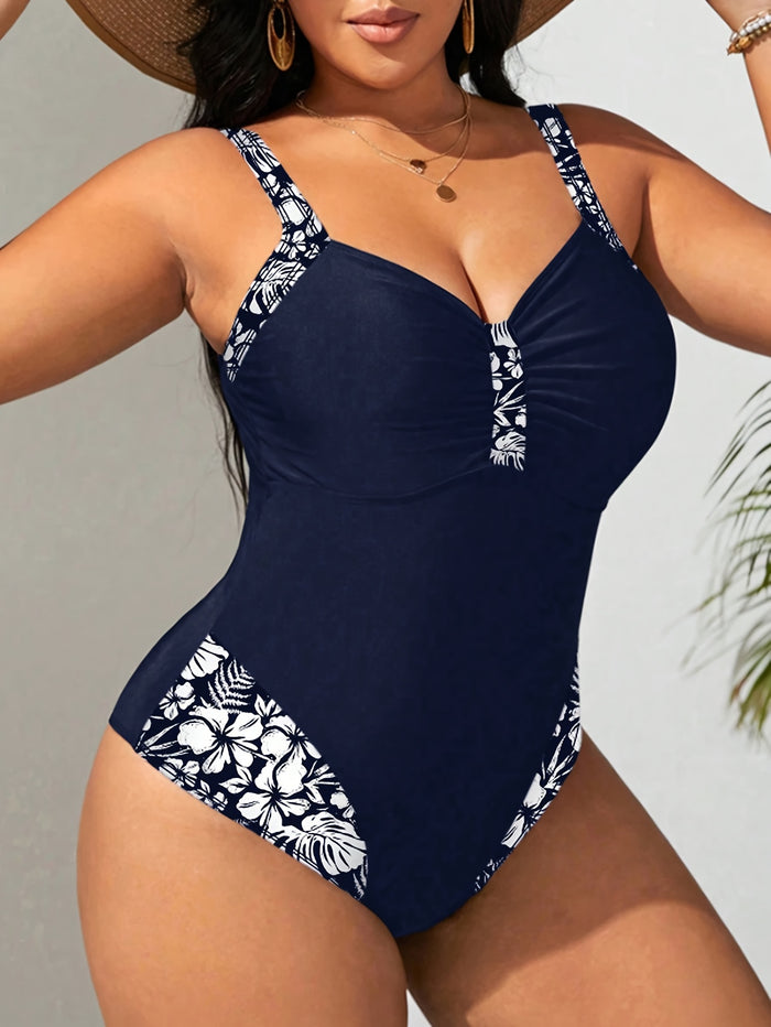 Women's One Piece Swimsuit Tummy Control Slimming Bathing Suit Color Block 1 Piece Swim Suit Swimwear