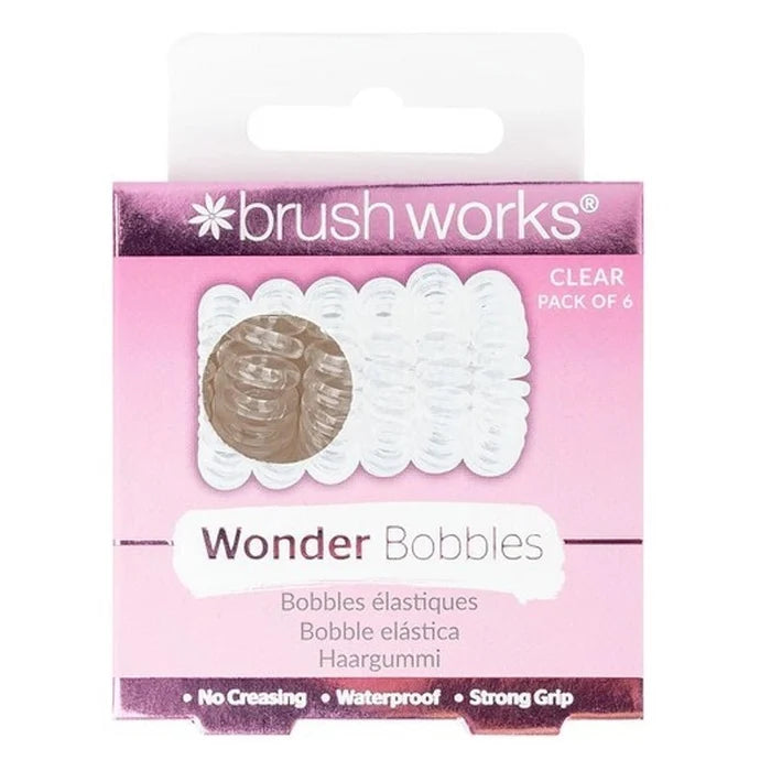BRUSHWORKS Wonder Bobbles No-Kink Spiral Hair Ties - 6pcs - Clear in Kuwait - Waha Lifestyle