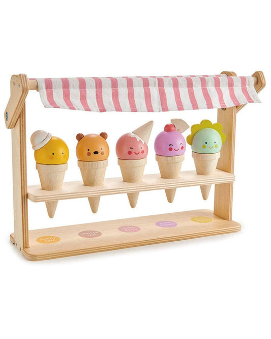 Wooden Scoops and Smiles Ice Cream Stand - Tender Leaf Toys