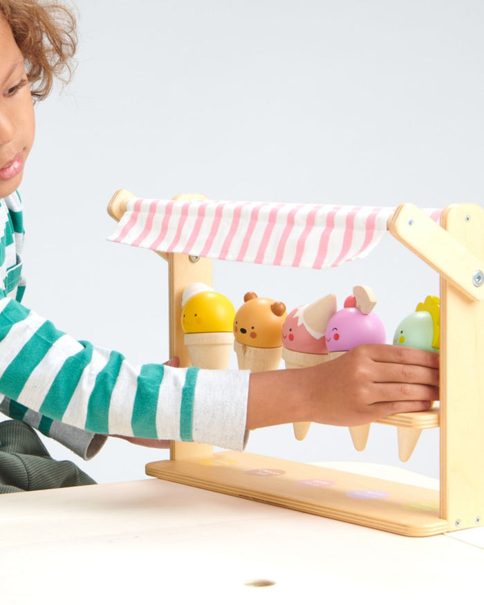 Wooden Scoops and Smiles Ice Cream Stand - Tender Leaf Toys