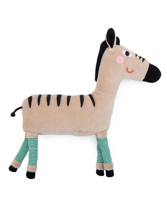 Zebra Baby Rattle - Les Toupitis Soft Plush Toy - Moulin Roty