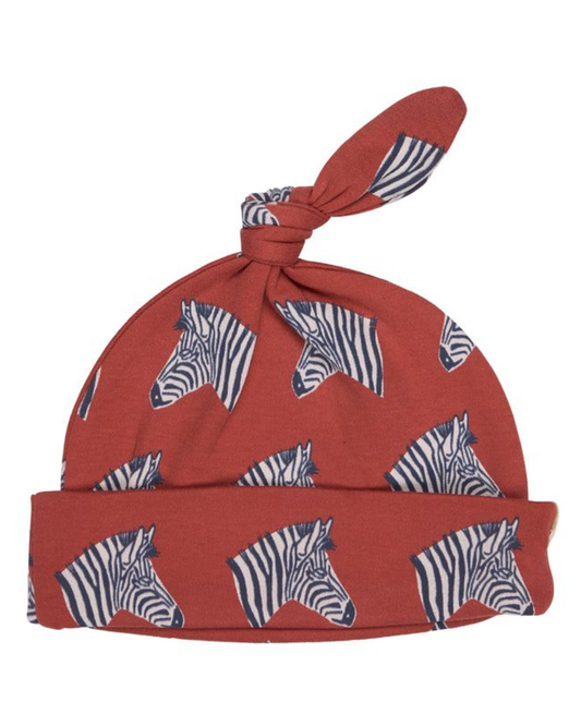 Zebra Knotted Baby Hat - Organic Cotton Top Knot Hat - Pigeon Organics