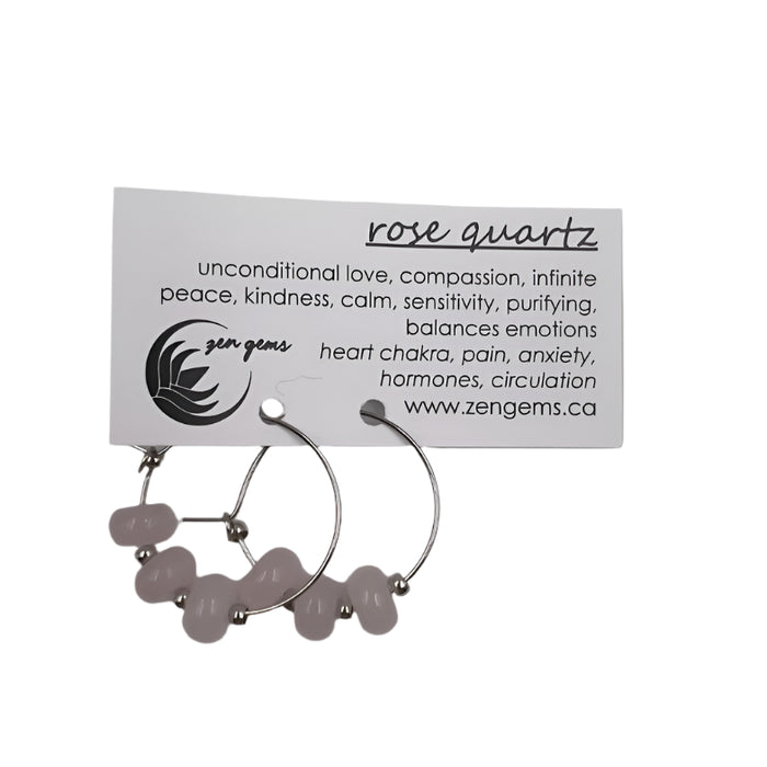 Zen Gems - Triple Beaded Stainless Steel Hoop Earrings