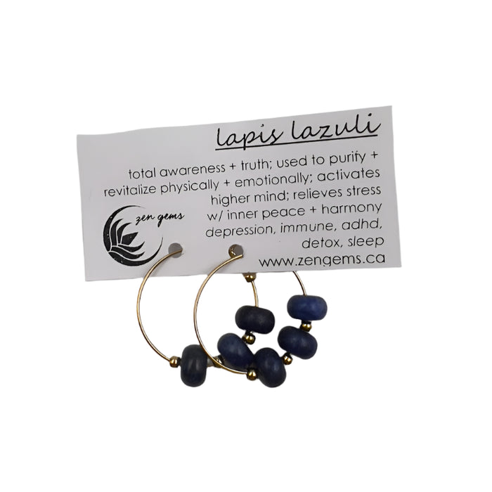 Zen Gems - Triple Beaded Stainless Steel Hoop Earrings